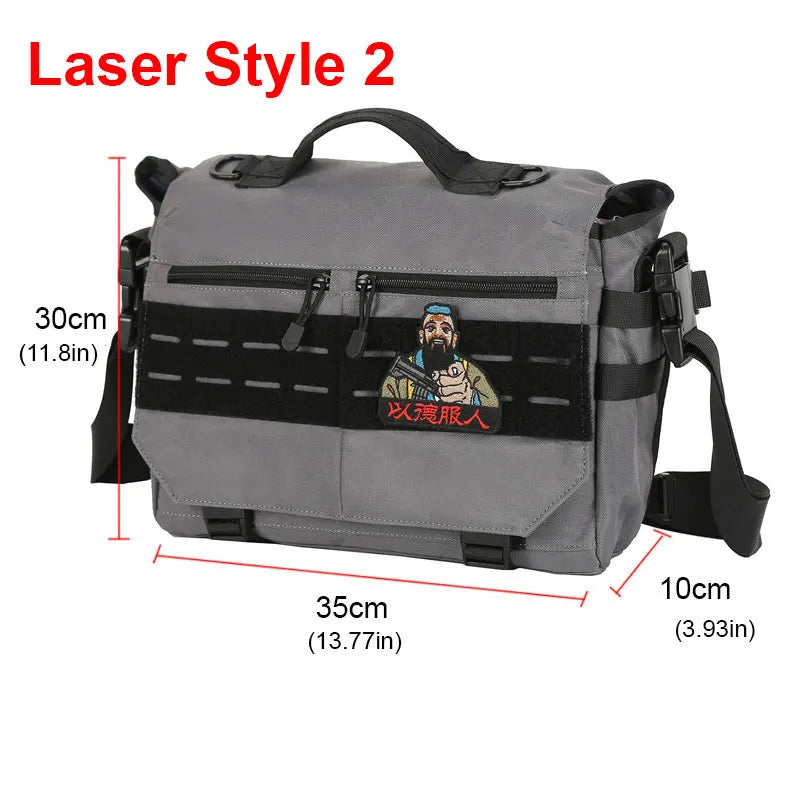600d nylon tactical molle laptop messenger backpack with multiple compartments - product image