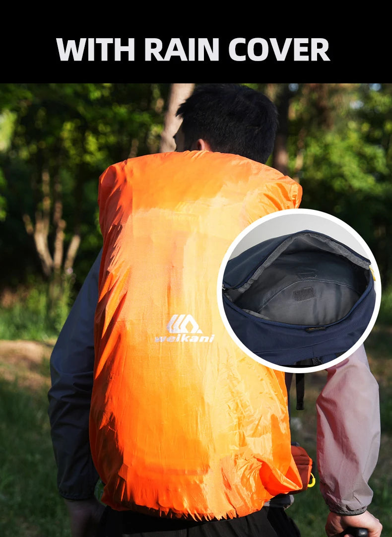 60l climbing camping backpack with rain cover and hydration compatibility, nylon - product image