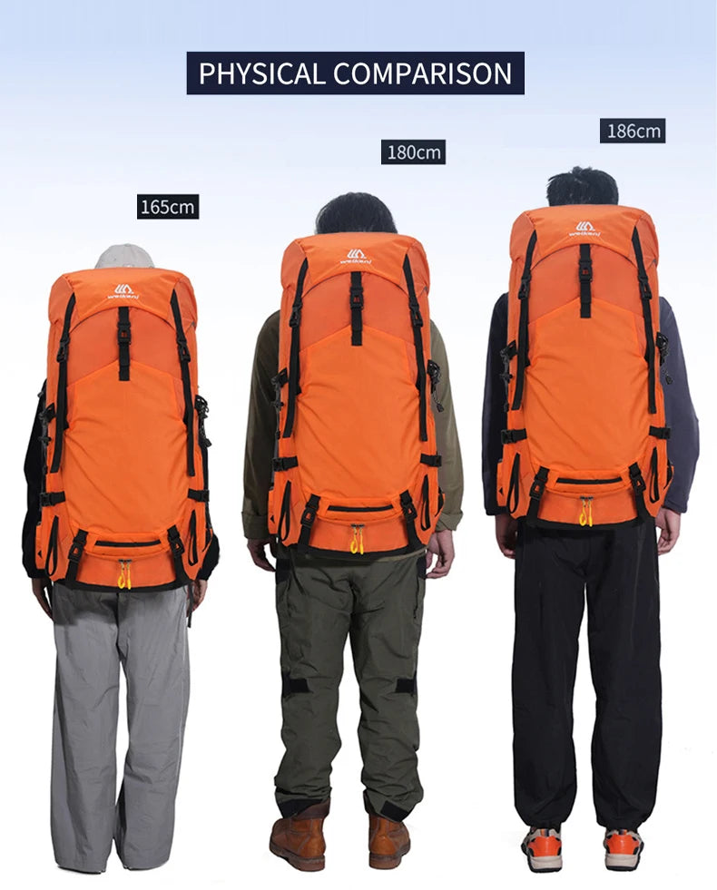 60l climbing camping backpack with rain cover and hydration compatibility, nylon - product image