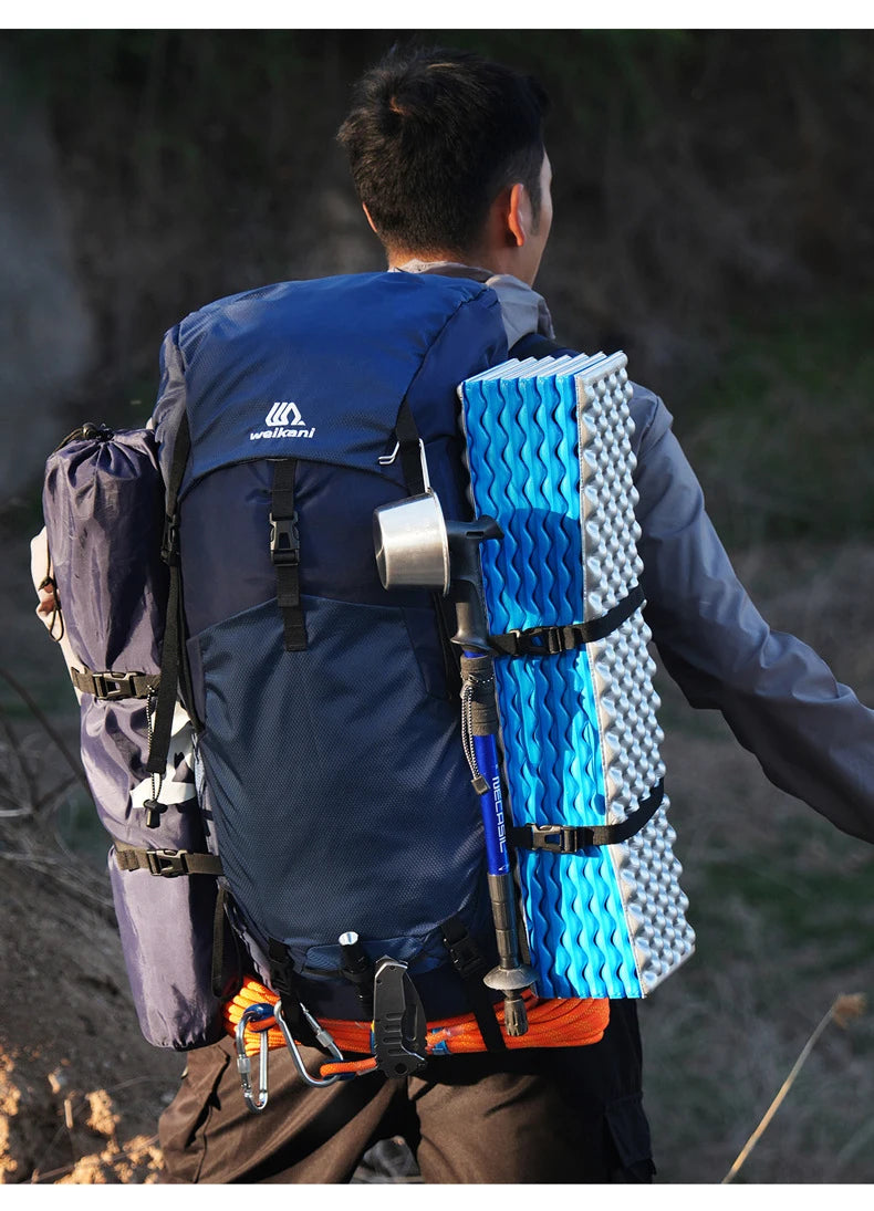 60l climbing camping backpack with rain cover and hydration compatibility, nylon - product image