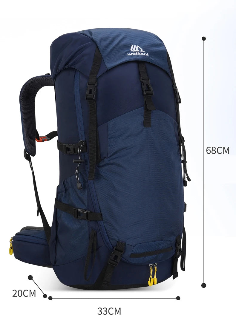 60l climbing camping backpack with rain cover and hydration compatibility, nylon - product image