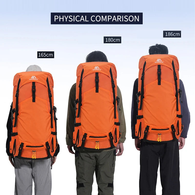 60l climbing camping backpack with rain cover and hydration compatibility, nylon - product image
