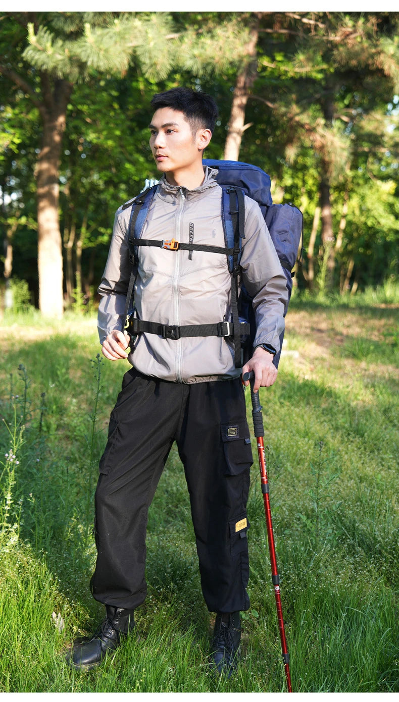 60l climbing camping backpack with rain cover and hydration compatibility, nylon - product image