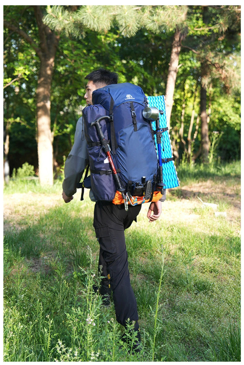 60l climbing camping backpack with rain cover and hydration compatibility, nylon - product image