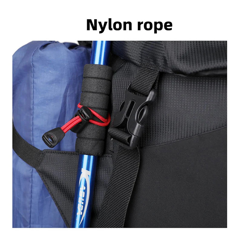 60l large capacity waterproof nylon camping backpack with rain cover - product image