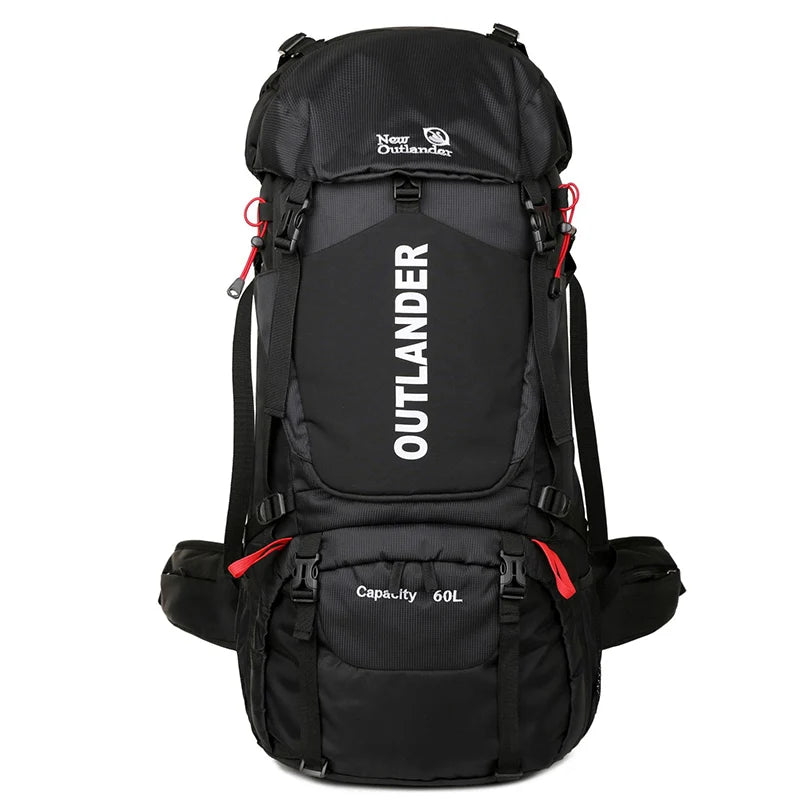 60l large capacity waterproof nylon camping backpack with rain cover - product image