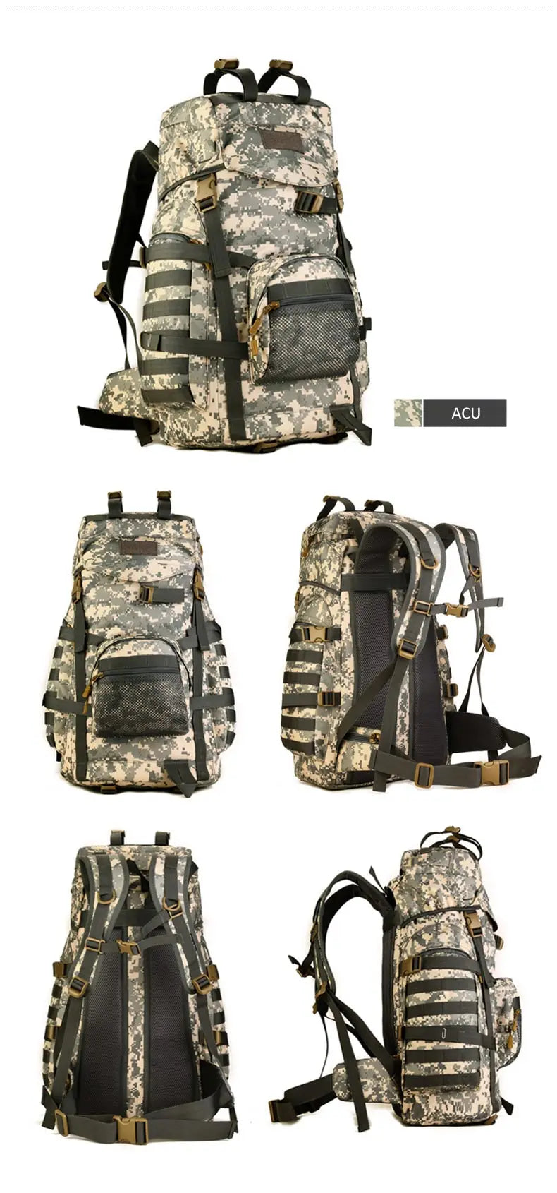 60l men's military tactical nylon backpack multifunctional outdoor rucksack - product image