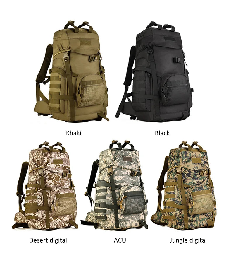 60l men's military tactical nylon backpack multifunctional outdoor rucksack - product image