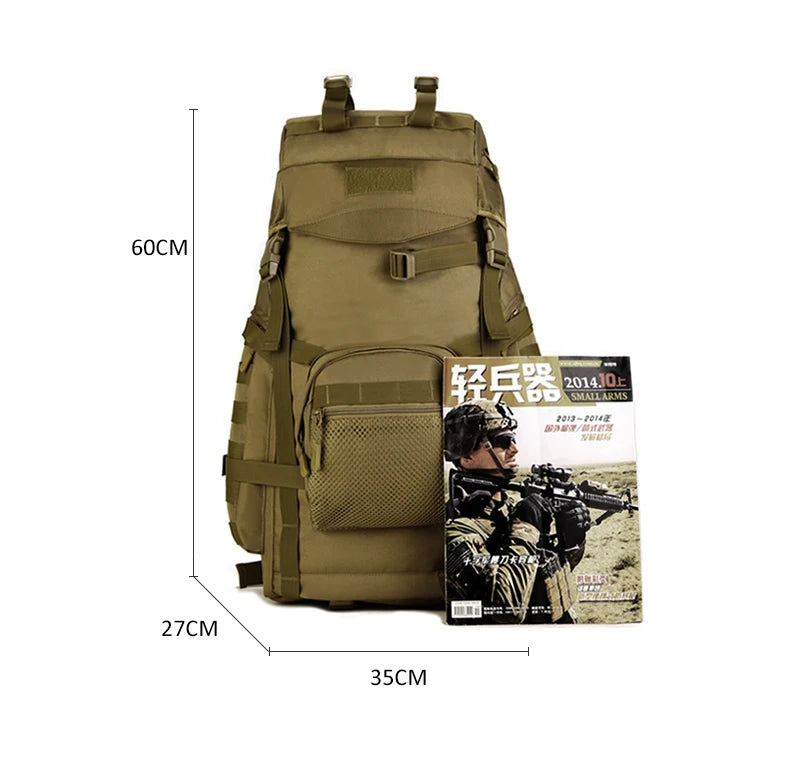 60l men's military tactical nylon backpack multifunctional outdoor rucksack - product image