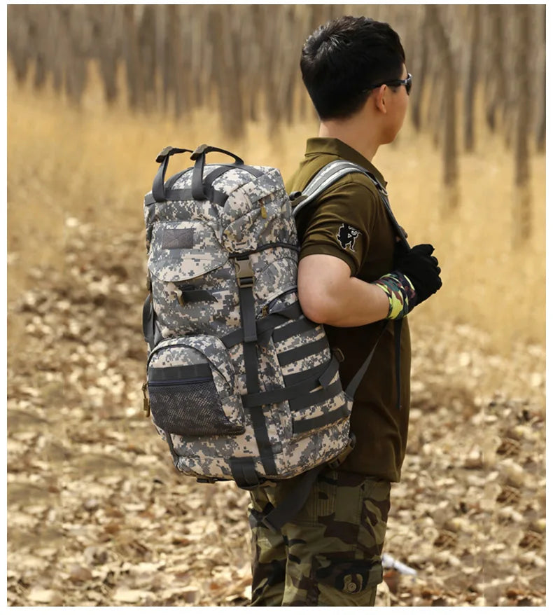 60l men's military tactical nylon backpack multifunctional outdoor rucksack - product image
