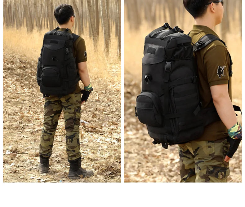60l men's military tactical nylon backpack multifunctional outdoor rucksack - product image