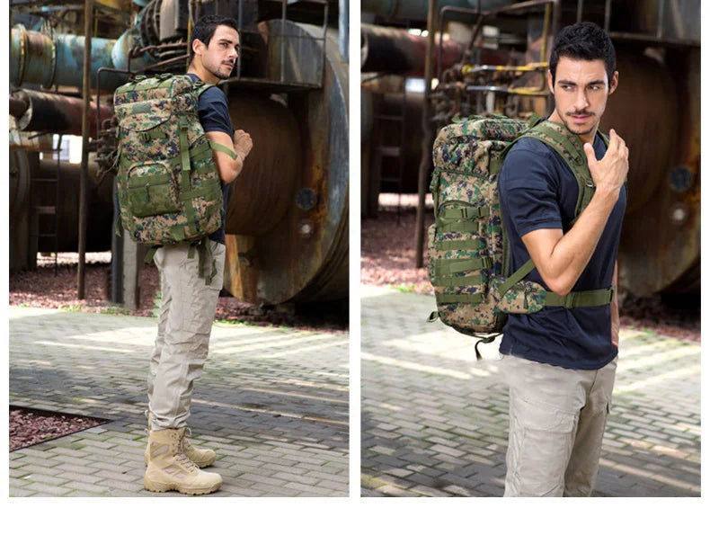 60l men's military tactical nylon backpack multifunctional outdoor rucksack - product image