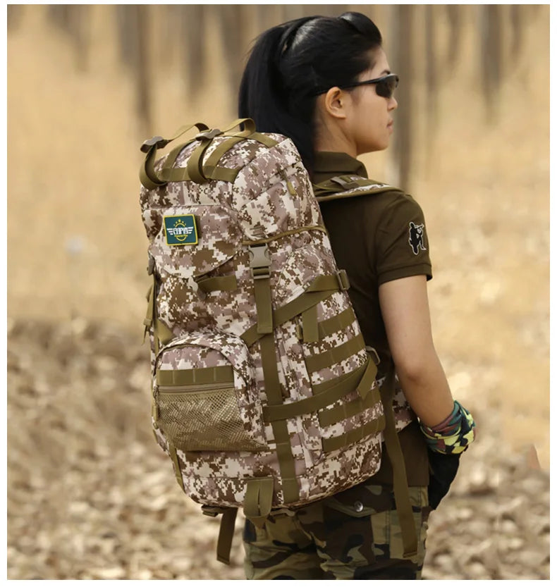 60l men's military tactical nylon backpack multifunctional outdoor rucksack - product image