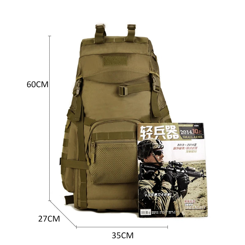 60l men's military tactical nylon backpack multifunctional outdoor rucksack - product image