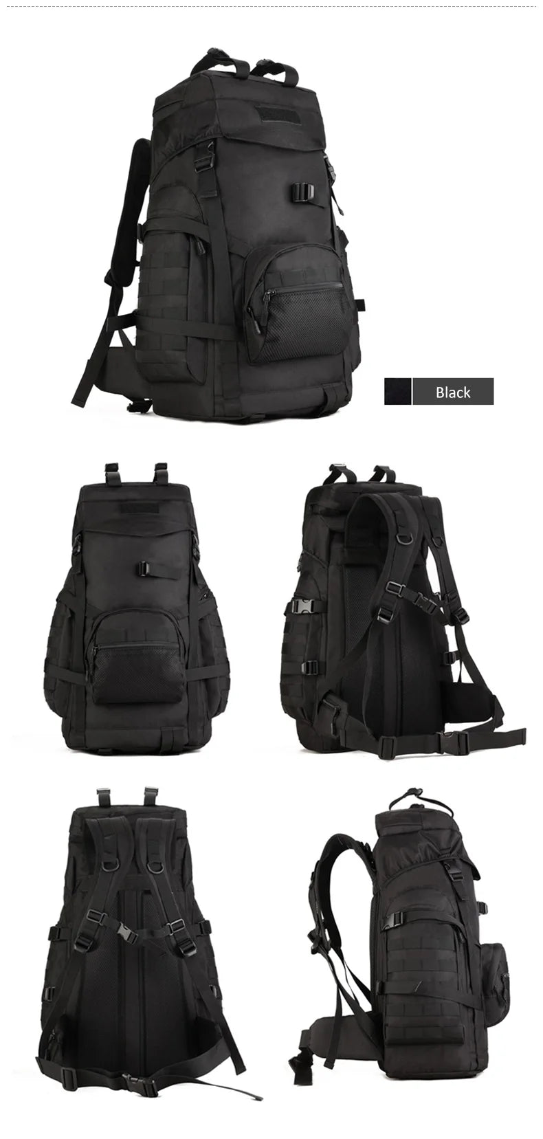 60l men's military tactical nylon backpack multifunctional outdoor rucksack - product image