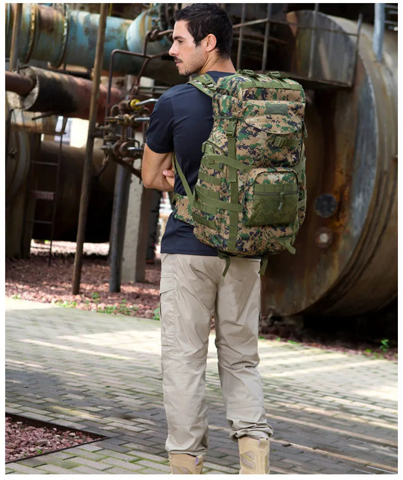 60l men's military tactical nylon backpack multifunctional outdoor rucksack - product image