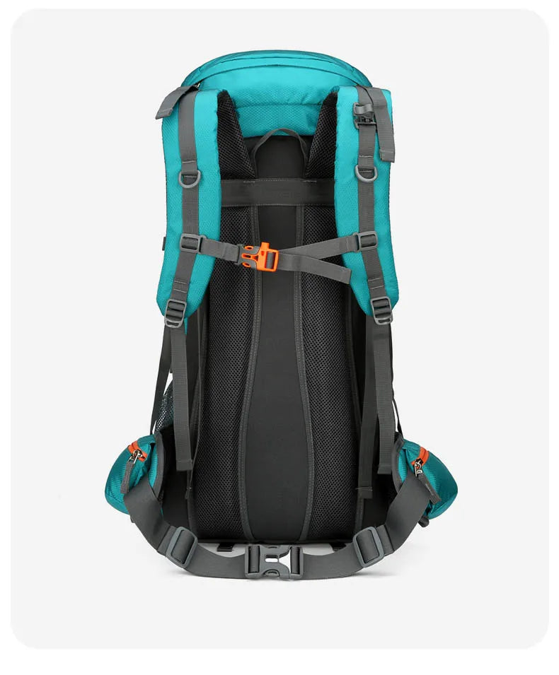 60l waterproof nylon travel camping hiking backpack with rain cover - product image