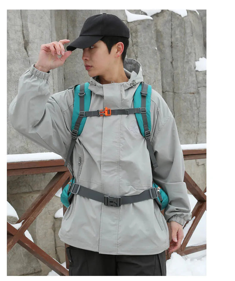 60l waterproof nylon travel camping hiking backpack with rain cover - product image