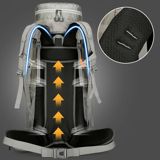 75l large capacity camping backpack with detachable stand and rain cover - product image