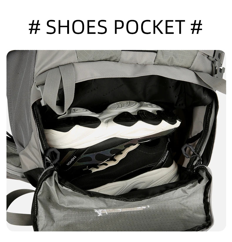 75l large capacity camping backpack with detachable stand and rain cover - product image