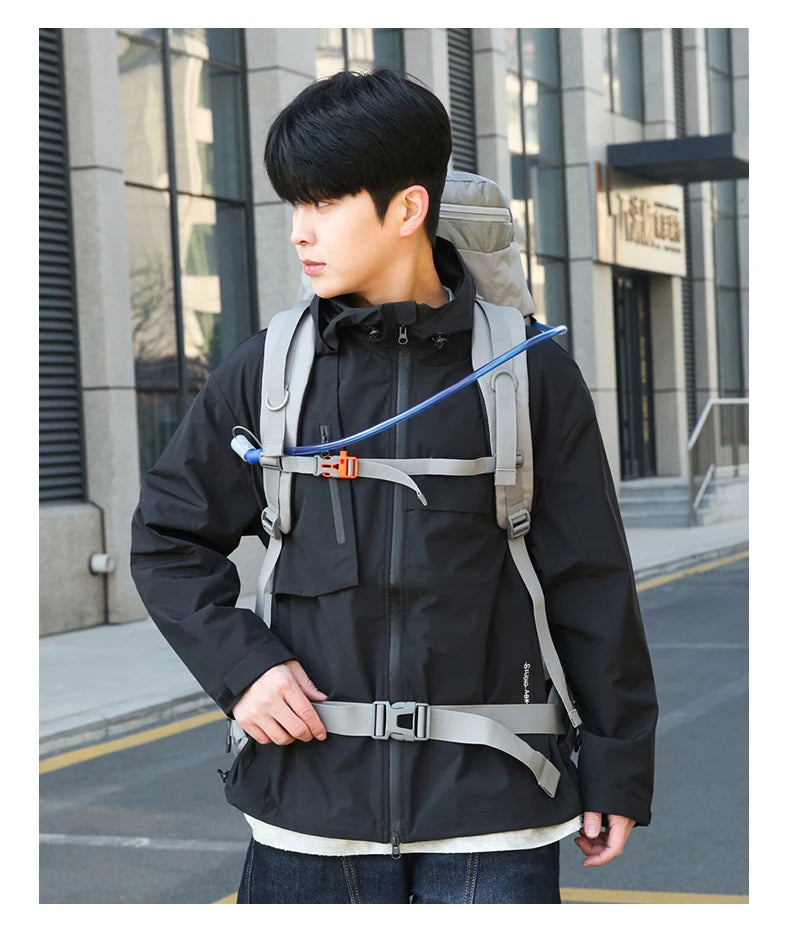 75l large capacity camping backpack with detachable stand and rain cover - product image