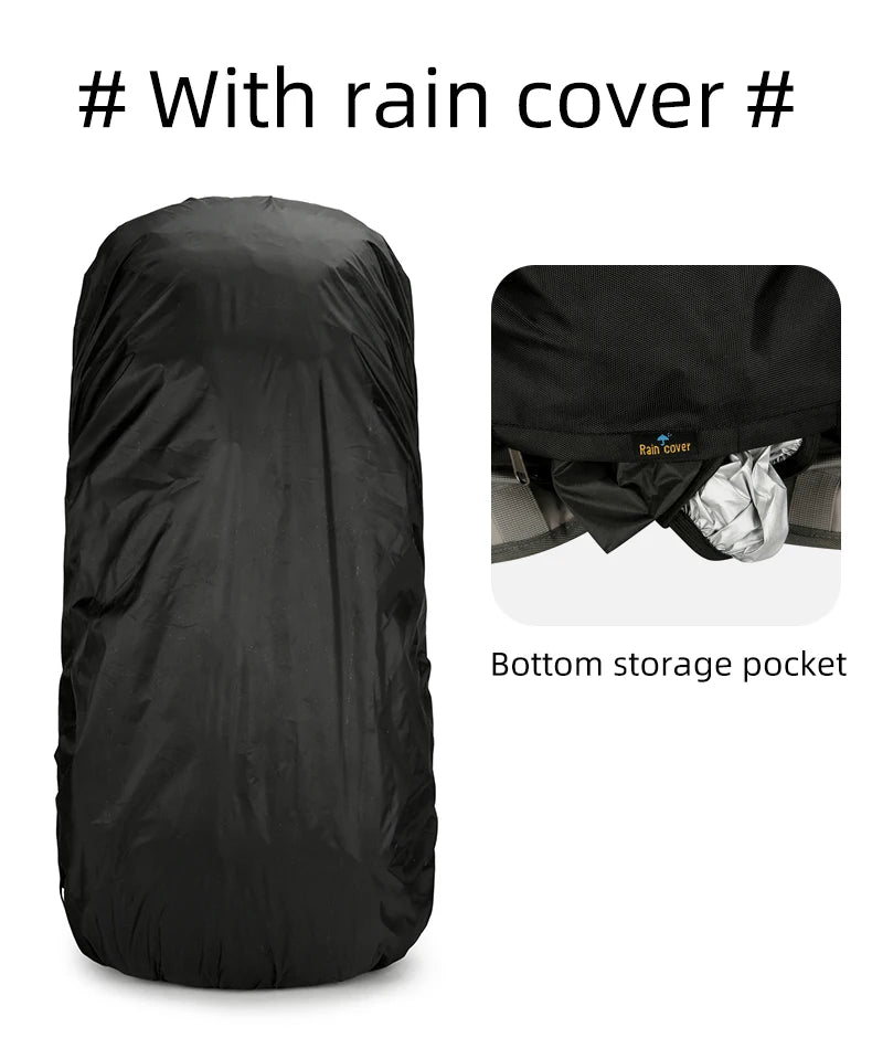 75l large capacity camping backpack with detachable stand and rain cover - product image