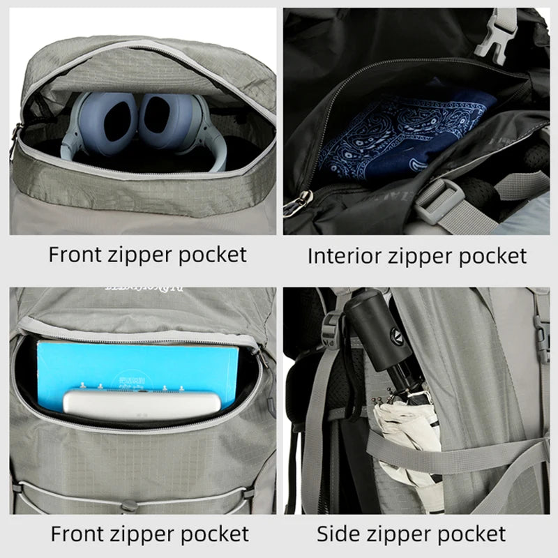 75l large capacity camping backpack with detachable stand and rain cover - product image