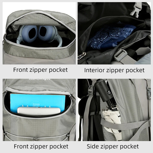 75l large capacity camping backpack with detachable stand and rain cover - product image