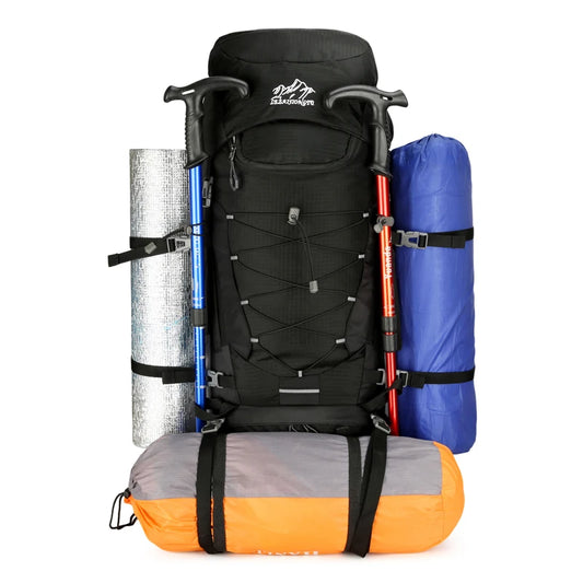 75l large capacity camping backpack with detachable stand and rain cover - product image