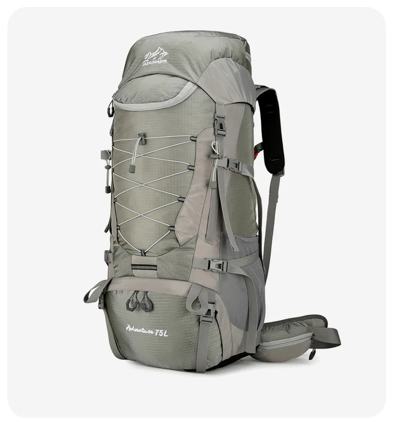 75l large capacity camping backpack with detachable stand and rain cover - product image