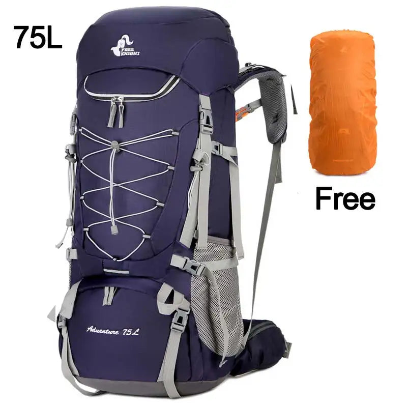 75l large capacity camping backpack with rain cover, nylon material - product image