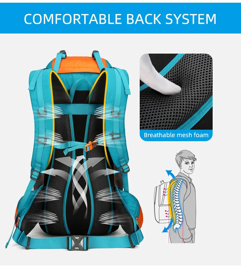 80l softback large capacity camping backpack with shoe compartment, oxford - product image
