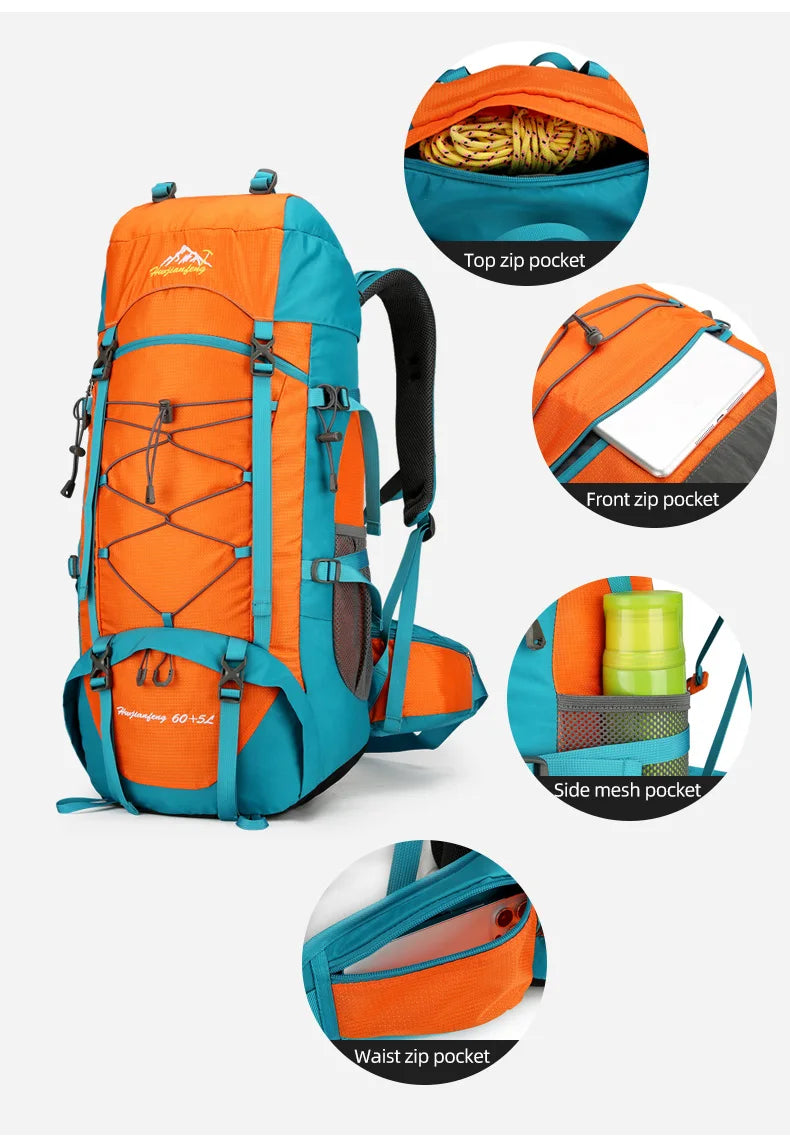 80l softback large capacity camping backpack with shoe compartment, oxford - product image