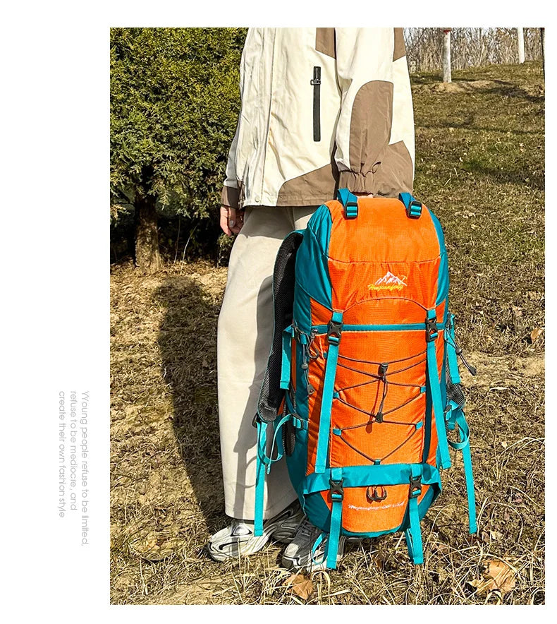 80l softback large capacity camping backpack with shoe compartment, oxford - product image
