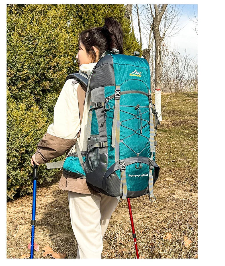 80l softback large capacity camping backpack with shoe compartment, oxford - product image