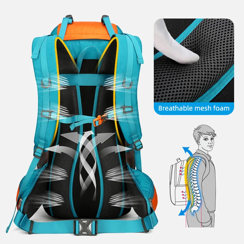 80l softback large capacity camping backpack with shoe compartment, oxford - product image