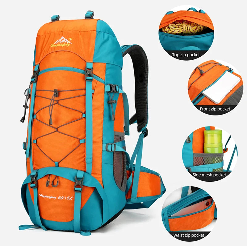 80l softback large capacity camping backpack with shoe compartment, oxford - product image