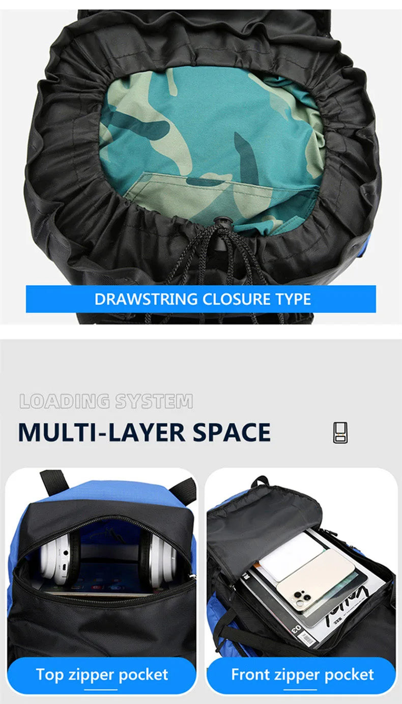 90l waterproof large capacity hiking trekking backpack with nylon material - product image