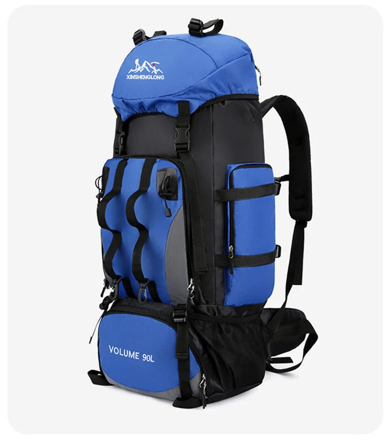 90l waterproof large capacity hiking trekking backpack with nylon material - product image