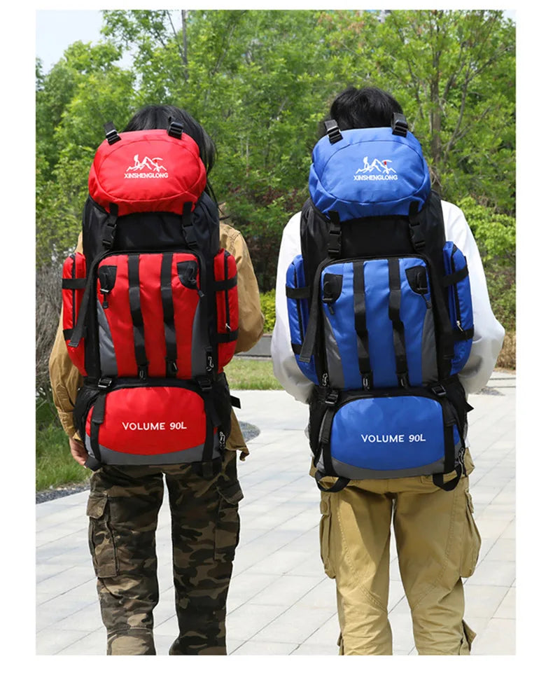 90l waterproof large capacity hiking trekking backpack with nylon material - product image