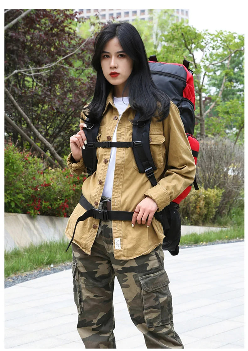 90l waterproof large capacity hiking trekking backpack with nylon material - product image