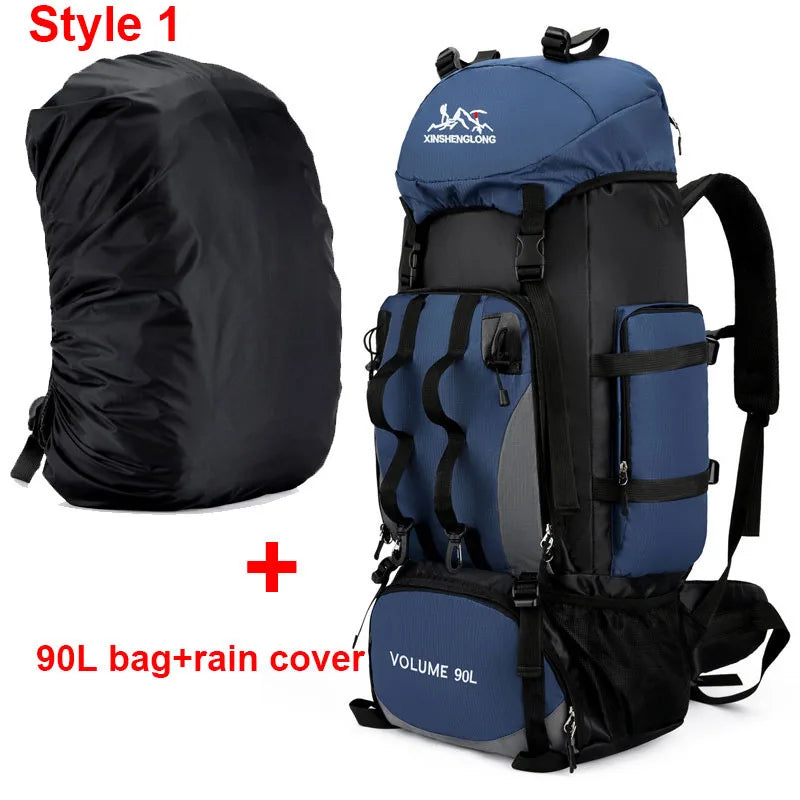 90l waterproof large capacity hiking trekking backpack with nylon material - product image