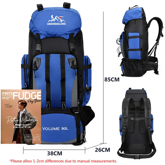 90l waterproof large capacity hiking trekking backpack with nylon material - product image
