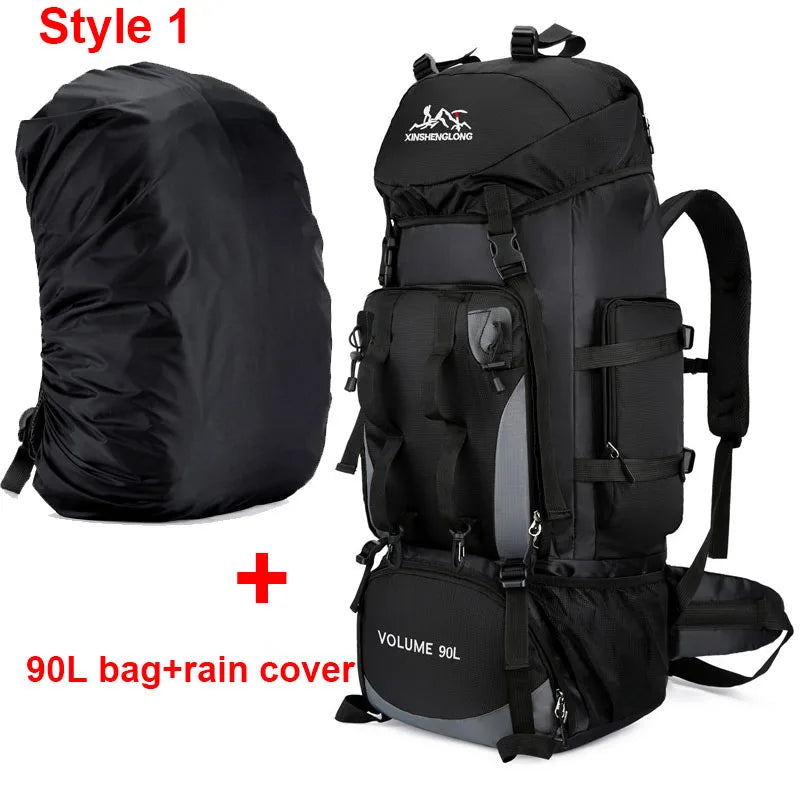 90l waterproof large capacity hiking trekking backpack with nylon material - product image
