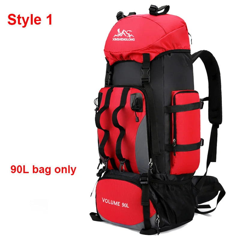90l waterproof large capacity hiking trekking backpack with nylon material - product image