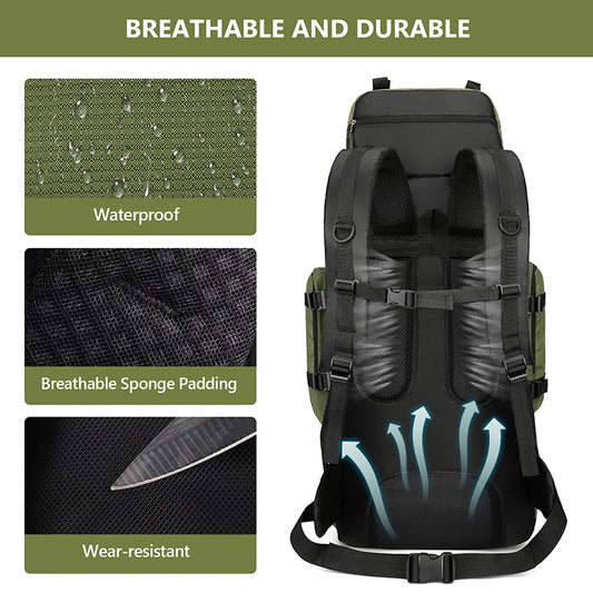90l waterproof nylon camping backpack molle multiple storage pockets - product image
