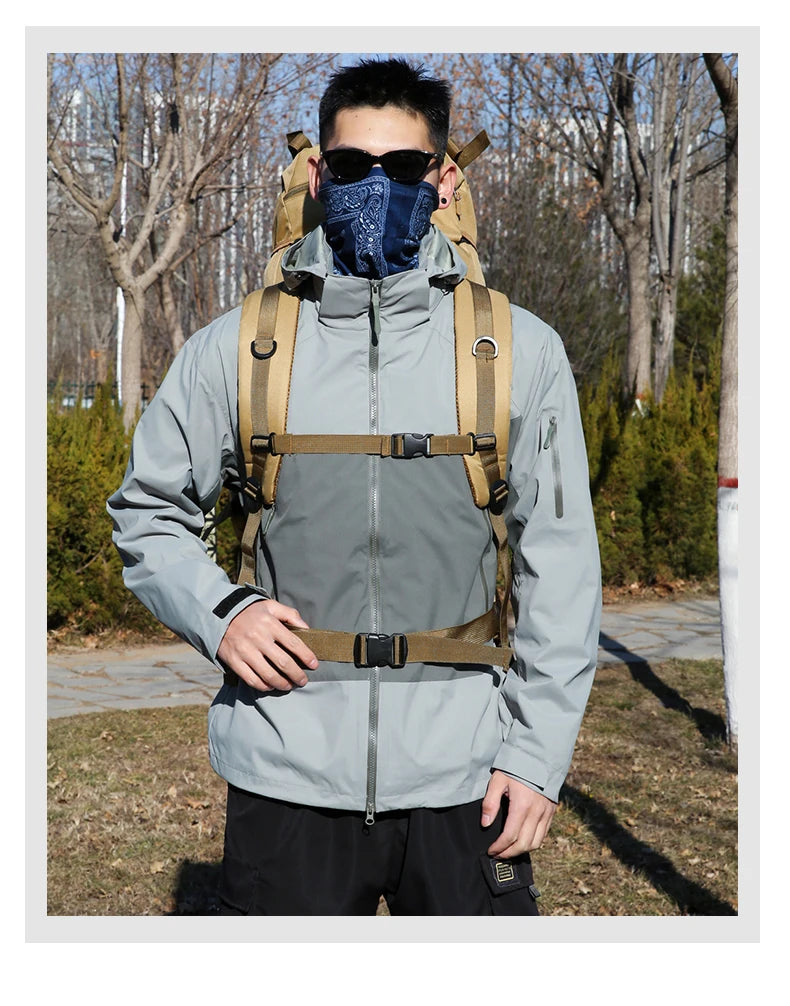 90l waterproof nylon tactical hiking camping backpack with multiple pockets - product image
