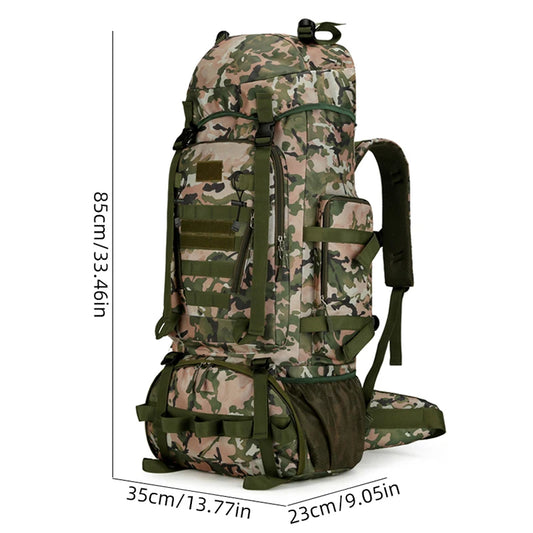 90l waterproof nylon tactical hiking camping backpack with multiple pockets - product image