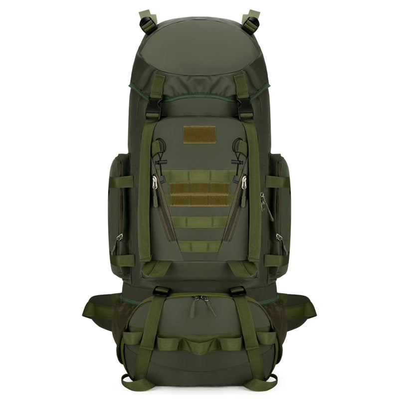 90l waterproof nylon tactical hiking camping backpack with multiple pockets - product image
