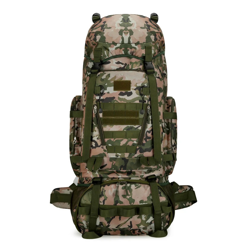 90l waterproof nylon tactical hiking camping backpack with multiple pockets - product image